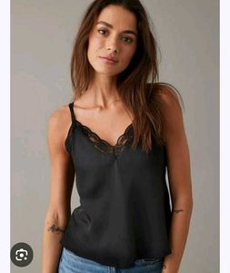 Black Lace Trim Camisole Slip