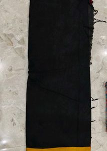 Elegant Black Saree with Golden Border