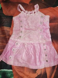 Cute Pink denim Dress for baby