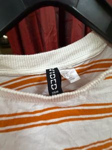 Orange Striped Cropped T-shirt