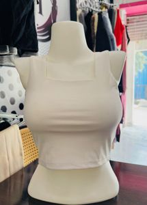Cream Crop Tank Top