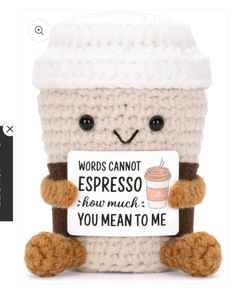 Cute Crochet Coffee Cup Plush with Message Card