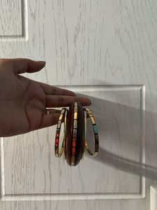 Brown kada with anti tarnish 4 golden bangles
