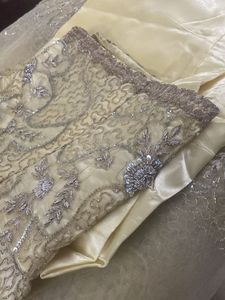 Lemon net designer saree with blouse