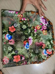 Floral Print Chain Clutch