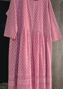 Elegant Pink Sequined Chikankari Kurta