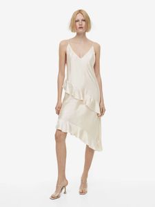 45 H&amp;M Flounced satin Slip dress