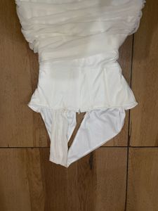Chic White corset One-Shoulder Ruched Mini Dress