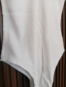 White V-Neck Spaghetti Strap Bodysuit