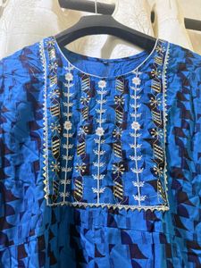 UNUSED Vibrant Blue Embroidered Kurta