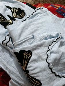 Light Blue Kurta with Butterfly Embroidery
