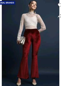 Crushed Velvet Flare Pants