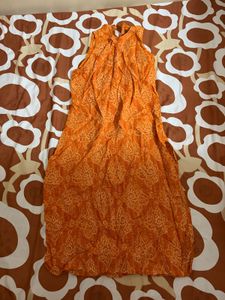 Elegant Orange Printed Kurta Set
