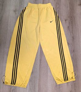 Yellow baggy Sweatpants with Black Stripes