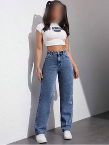 High Waist Straight Leg Blue Jeans 👖