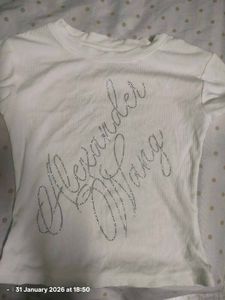White Graphic Ribbed T-shirt