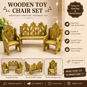 Wooden Miniature Toy Chair Set for Kids