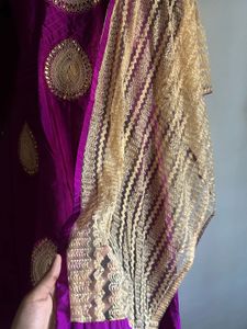 Royal purple embroidered festive gown