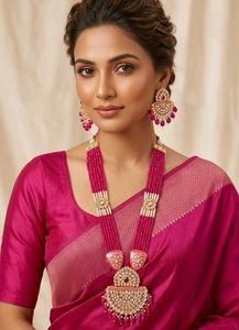 Kundan & Pear Pink Necklace Set