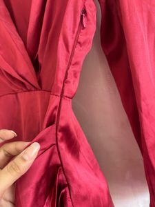 Elegant Satin Ruched Wrap Dress