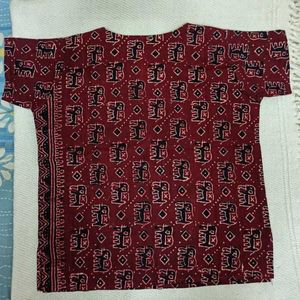 Ajrakh Print Dyed Cotton Tops (Combo of 2)