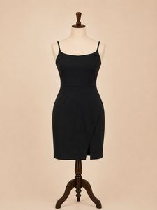 Sleek Black Spaghetti Strap Mini Dress