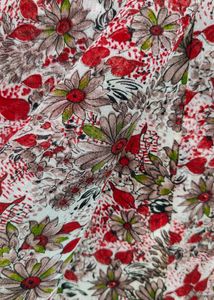 🌀Floral Design Red &amp; Off-White Saree