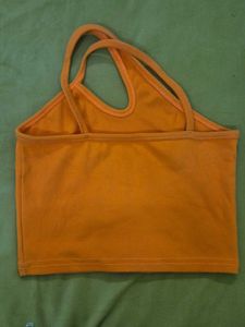 Orange Ribbed Crop Top