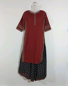Balck & Maroon Skirt & Kurti Set ( Women's)