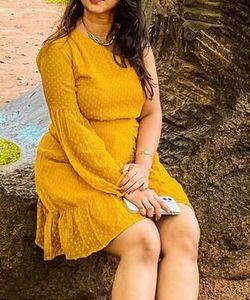 Chic Yellow Swiss Dot Dress