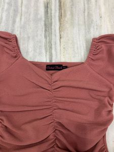 Off shoulder Peach Ruched Top