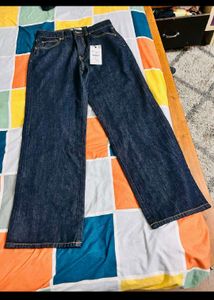 Zara Dark Wash Wide Leg Denim Jeans fix price
