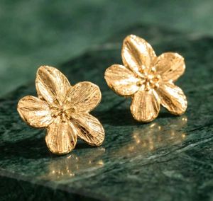 Anti Tarnish Gold Flower Stud Earrings