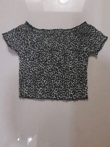 PRIMARK Leopard Scrunched Off Shoulder Top