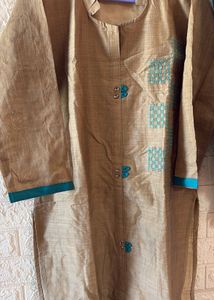 New Elegant Gold &amp; Teal Kurta Set with Dupatta