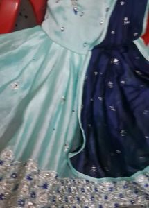 small girl  sky blue  stylish frock -size 30