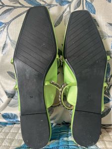 Sparkling Lime Green Heeled Sandals