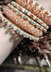 Sparkling Rose Gold Bangles Set