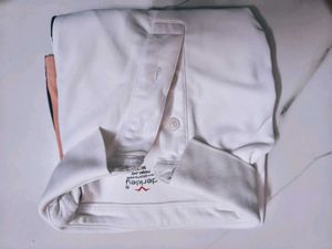 Men's White Polo T-Shirt with Striped Accent