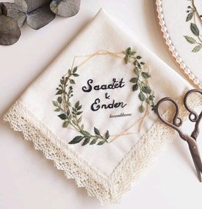 Hand Embroidered Name Hankercheif