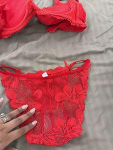 Red Lace Bra &amp; Panty Set
