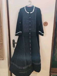 Stylish Black Kurta with White Trim
