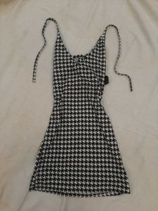 Houndstooth Halter Mini Dress