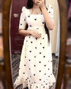 Chic Butterfly Print Midi Dress