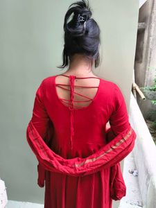Elegant Red Anarkali Style Gown