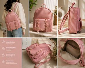 Cute Pink Floral Backpack