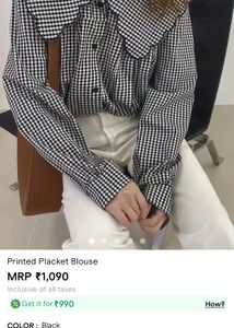 cute gingham Korean top