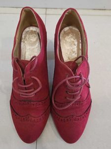 Women's Red Suede Boots with Heels