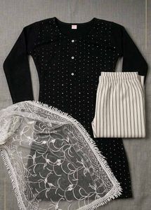 Elegant Black Kurta Set with Dupatta