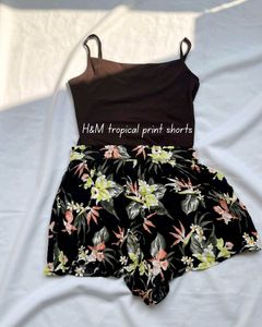 H&M Tropical Print High-Waisted Shorts